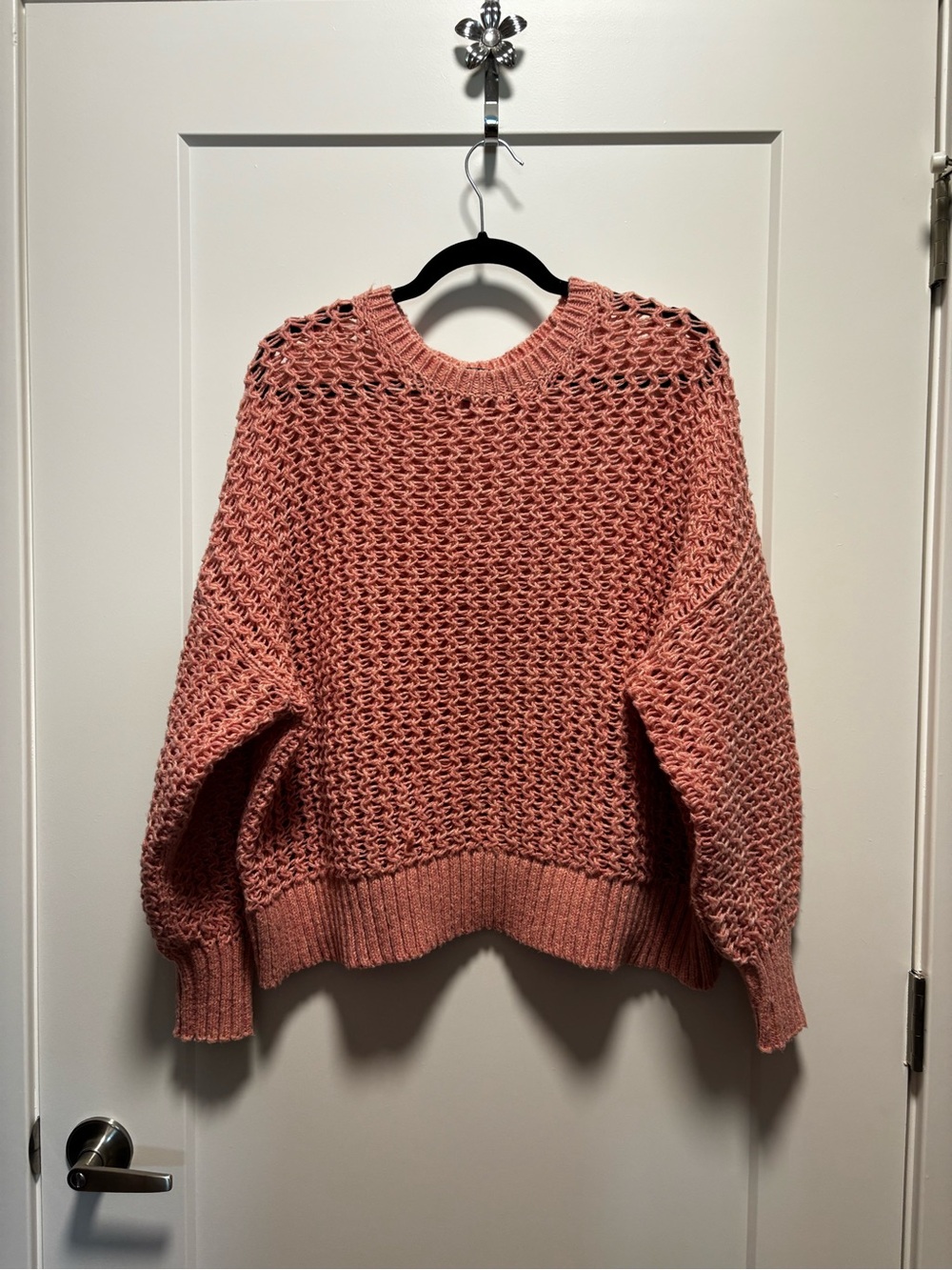 torrid Chunky Open-Weave Crewneck Sweater in Dusty Rose